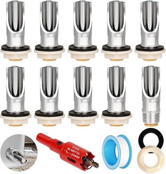 OUJIMAI 10PCS 1/2 NPT Pig Waterer Nipple Barrel Kit Stainless Steel Pig Waterer Nipples Systems Kit Pig Nipple Water Drinker for Sows Piglets Livestock Water Trough (10 Pig Nipples Kit)