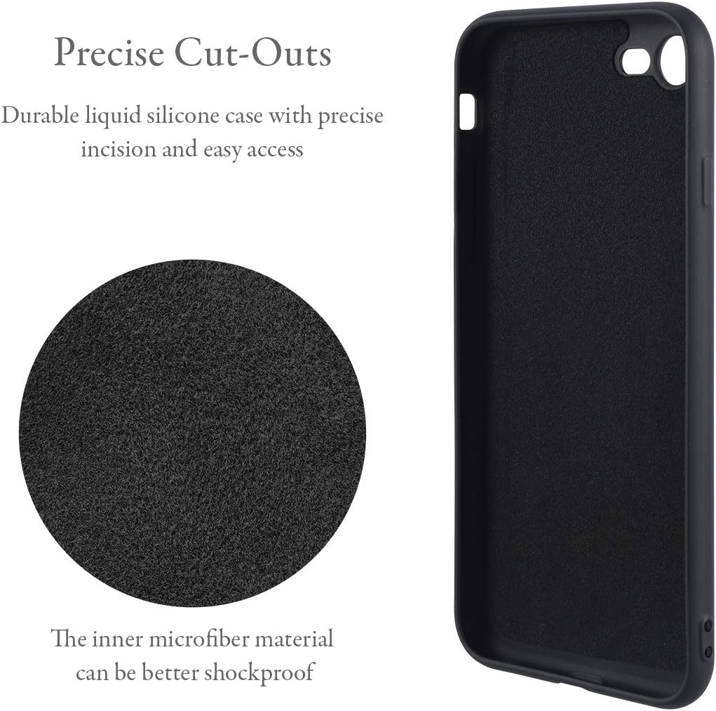 UEEBAI Case for Apple iPhone SE 2022 5G/iPhone 7/iPhone 8/iPhone SE 2020 (4.7 inches), Slim Liquid Silicone Phone Case with Ring Holder Kickstand Magnetic Car Mount Cover for iPhone SE3/SE2- Black