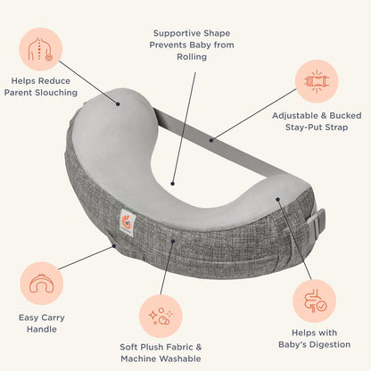 Ergobaby Natural Curve Nursing Pillow with Strap, Grey