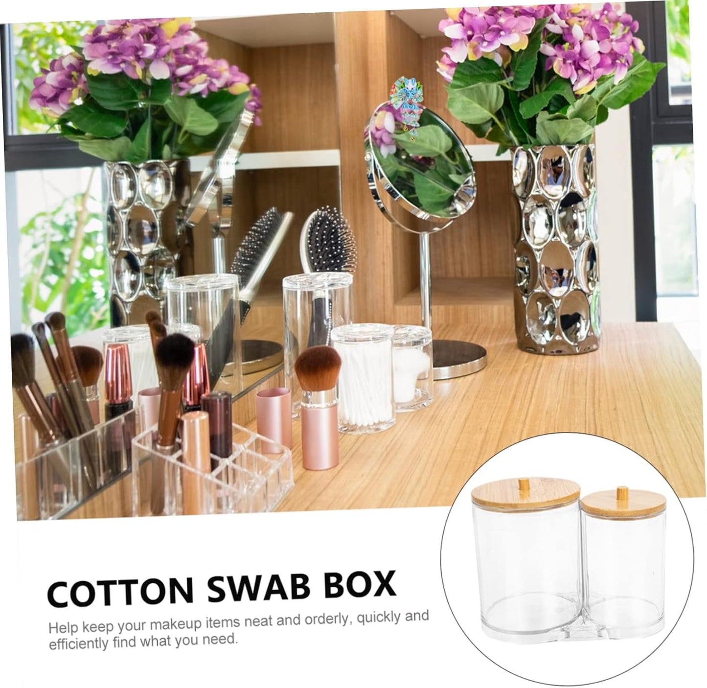 ULTECHNOVO Scatola Organizer Per Makeup Con Contenitore Compatto Per Pad e Accessori Cosmetici Design Per Trucco
