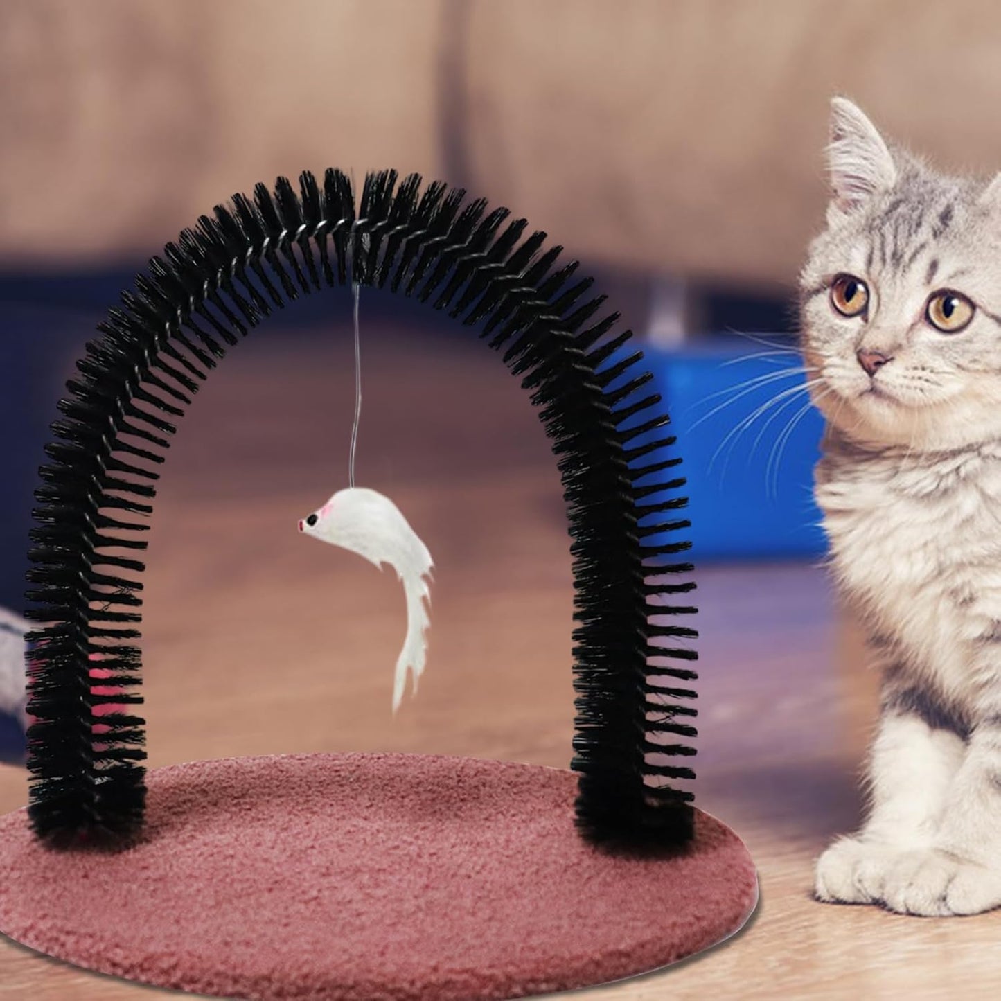 Cats Groomer, Cat Arch Grooming Brush, Scratching Hair Massager, Bristle Tools for Shedding and Cleaning, Suitable Kittens, Cat Rabbits, Durable & Hygienic Design