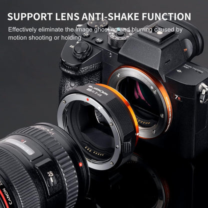 K&F Concept EF-E Electronic Auto Focus Mount Adapter for Canon EF/EF-S Mount Lens to Sony E Mount Cameras with Electronic Contacts Mount Image Stabilization
