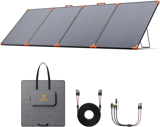ZOUPW N-Type 16BB 350W Portable Solar Panel for Power Station,Hurricane Preparedness Items,43V Foldable Solar Charger 25% High Efficiency IP68 Waterproof 4 Reinforced Kickstands for Camping RV Trip