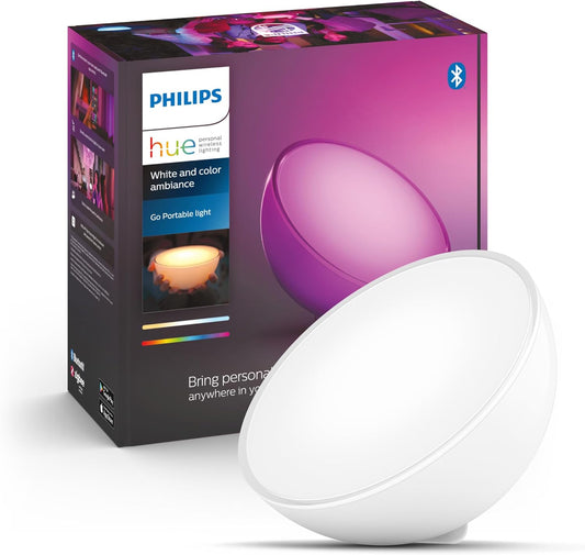 Philips Lighting Hue Go White and Color Ambiance, Connected Portable Lamp, Zigbee + Bluetooth, White [Energy Efficiency Class A+]