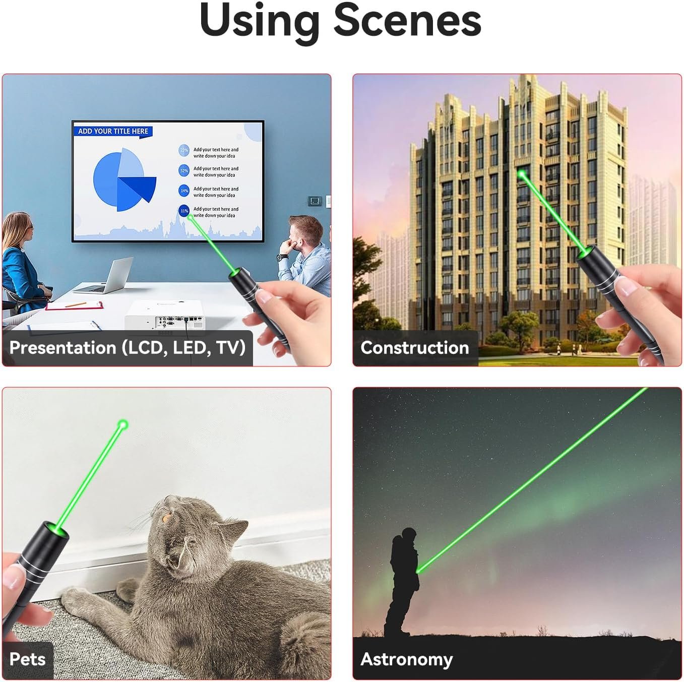 MIPREZT Rechargeable 2 in 1 Green Light & EDC Torch Flashlight Long Distance Range for TV/LED/LCD Screens Tactical Flashlights Presentation Office/Outdoors/Astronomic/Construction