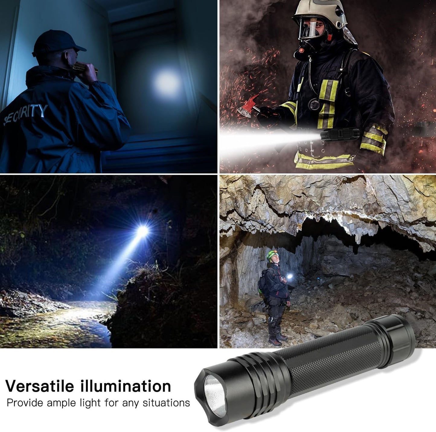 KunHe Rechargeable Flashlight High Lumens Duty Flashlight with Belt Holster Bright LED Tactical Flash Light with 4 Modes Long Lasting IPX7 Water Resistant for Security Police