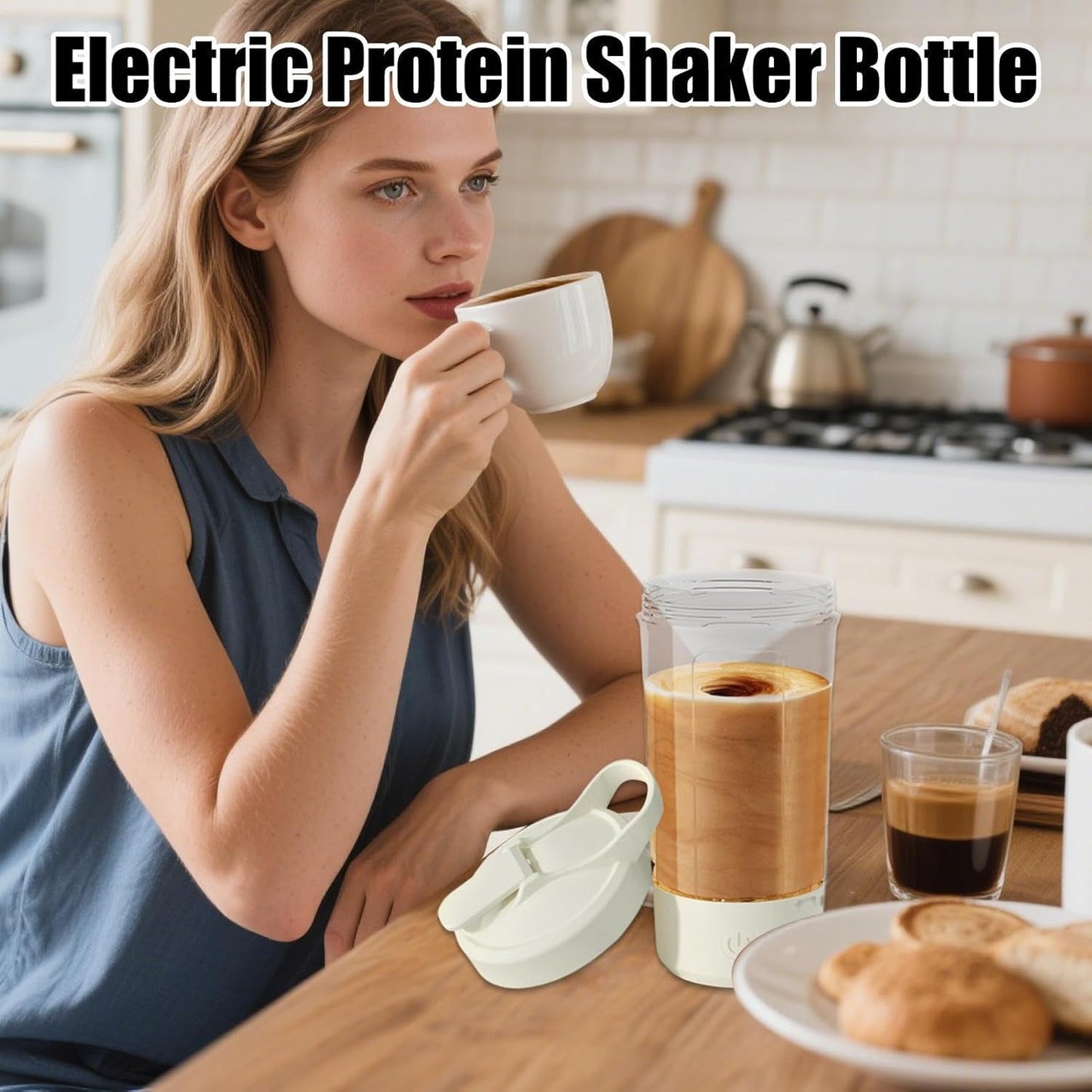 Protein Shaker Bottle | 450ml Rechargeable Drink Shaker,Single-Touch Operating Bottle For Gym Hydration, Bodybuilding Nutrition, Outdoor Sports