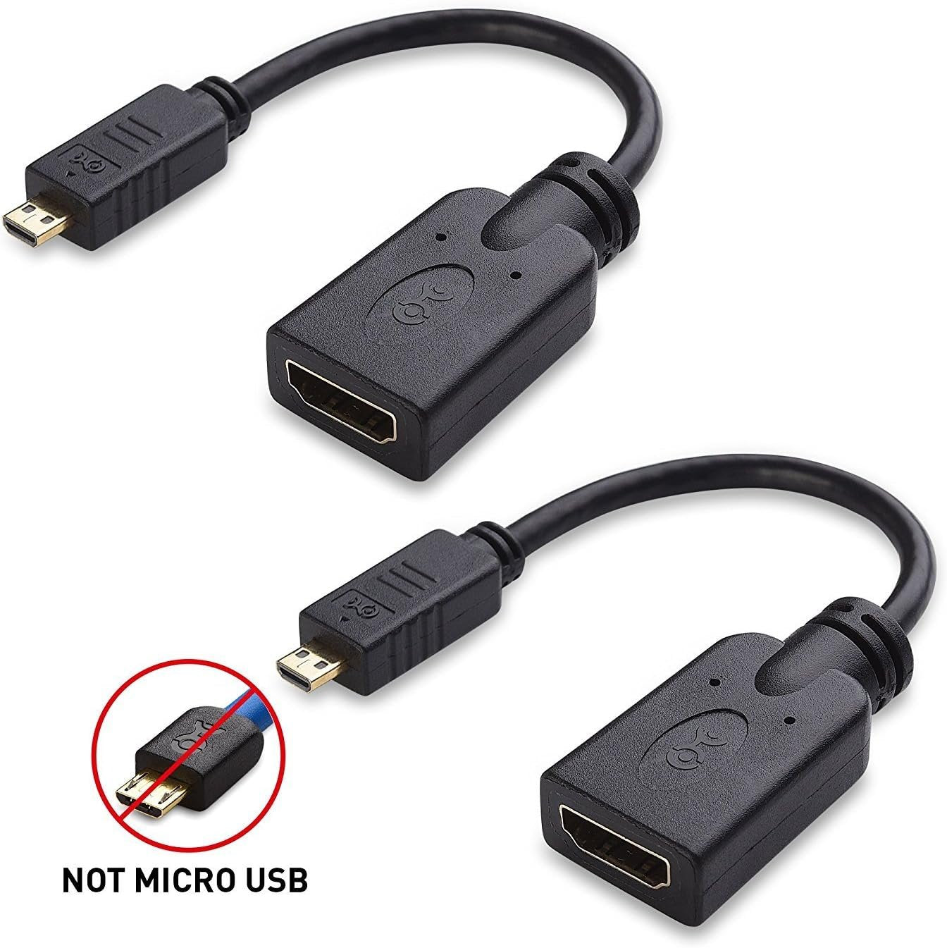Cable Matters 2-Pack Micro HDMI to HDMI Adapter (HDMI to Micro HDMI Adapter) 6 Inches with 4K and HDR Support for Raspberry Pi 4 and More