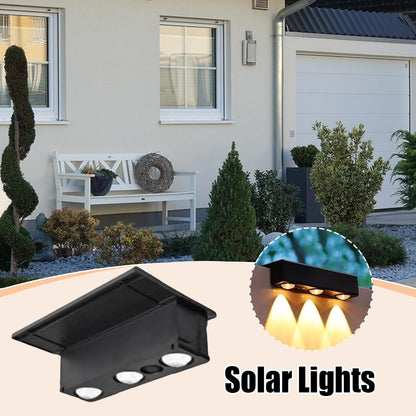 Waterproof Led Lamp, Solar Fence Lights, 4.72x3.35x1.57 Inches Decorative Automatic Smart Fence Lighting, for Patio, Deck, Backyard, Front Yard, Porch. Steps and Garage