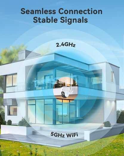 MUBVIEW 360Â° Camera Surveillance Exterieur, Wired Outdoor Security Camera,5G/2.4G WiFi Home Security Cam with AI Detection, IP66 Surveillance Cameras Outdoor,2K Night Vision, Local & Cloud Storage