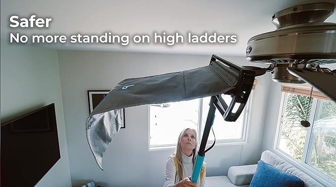 Ceiling Fan Cleaner 69' Pole with Removable, Washable Microfiber Duster Bag Easy and Fast Ceiling Fan Blade Cleaning