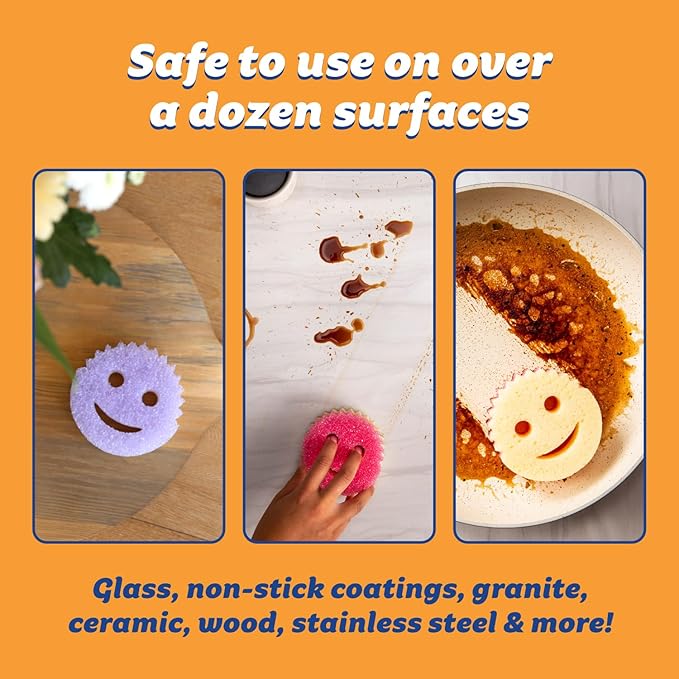 Scrub Daddy Scrub Mommy Sponges - Dish Scrubber + Non-Scratch Cleaning Sponges Kitchen, Bathroom + Multi-Surface Safe - Dual-Sided Dish Sponges for Scrubbing - Online Exclusive (3 Count)