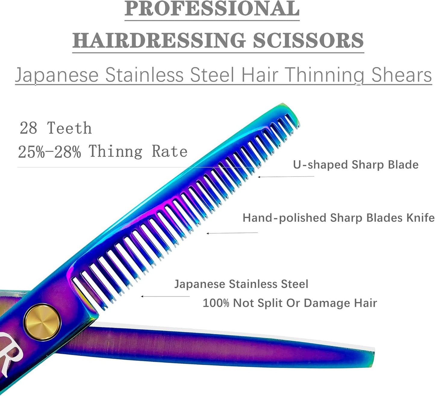 Professional Hair Cutting Shears Set,6 Inch Barber Hair Cutting Scissors Kit,Hairdressing Thinning Shears for Hair Cutting,Sharp Blades Haircut Scissors Kit for Women/Men/Kids (Rainbow)