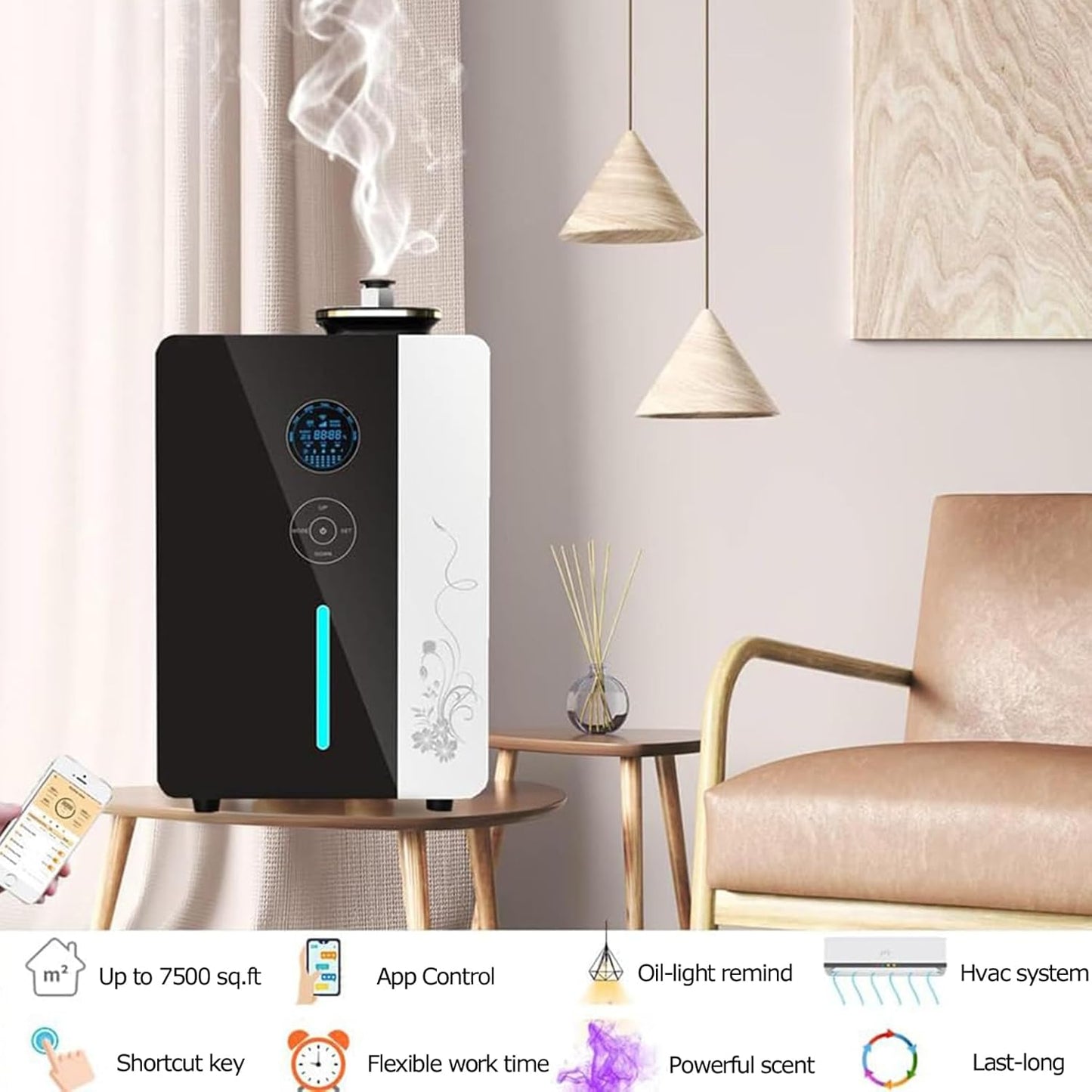 Smart Scent Air Machine for Home, 800Ml Hotel Collection Diffuser Touch and App Control Cover Up to 3000M³ Air Diffusers 24H Timing 5 Working Modes Aromatherapy Diffuser for Home, Hotel, Office, Spa