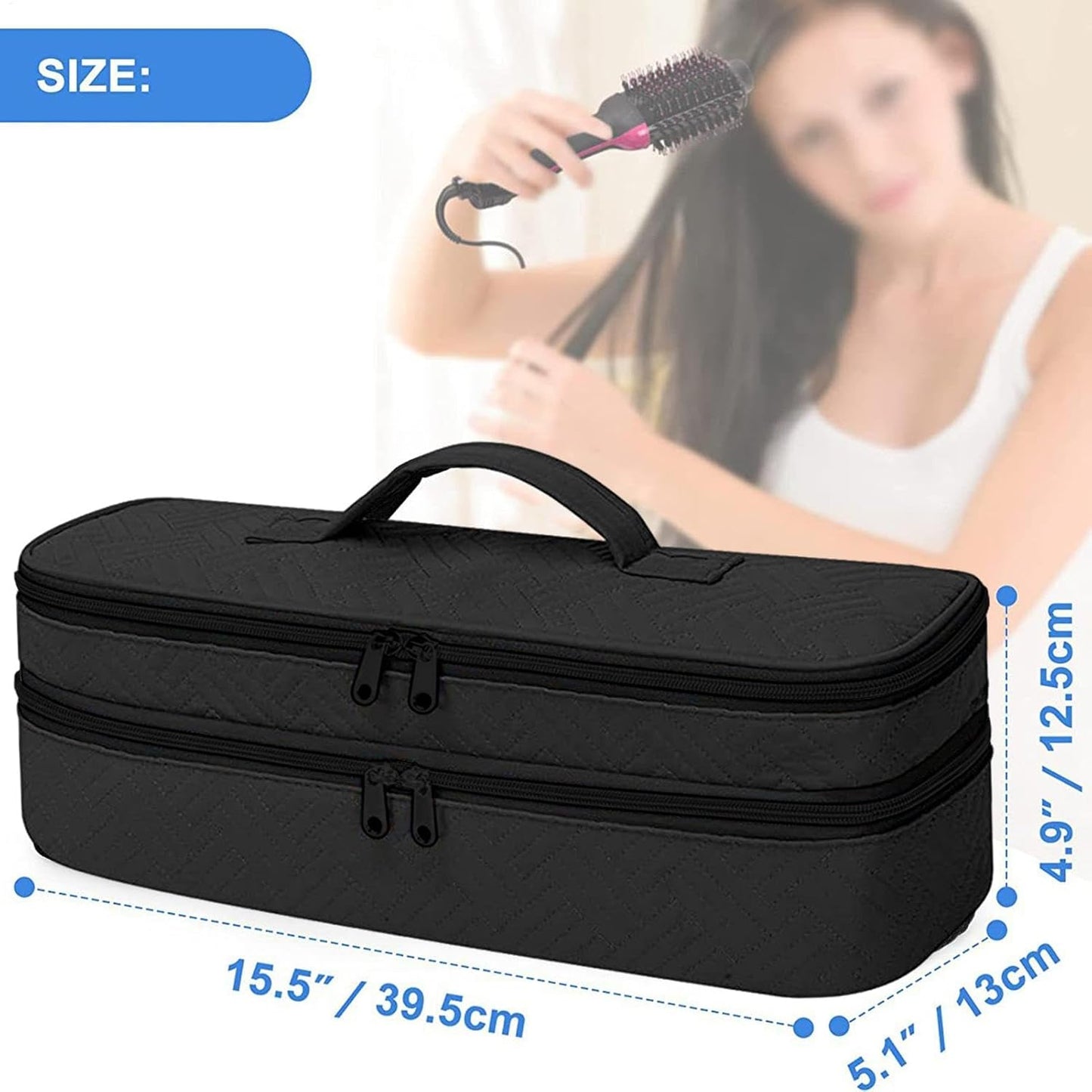 Borsa per attrezzi da viaggio per capelli - Accessori per borse, custodia per il trasporto a doppio strato | Forniture per asciugacapelli, borsa portabile, ferri piatti, accessori per la cura dei