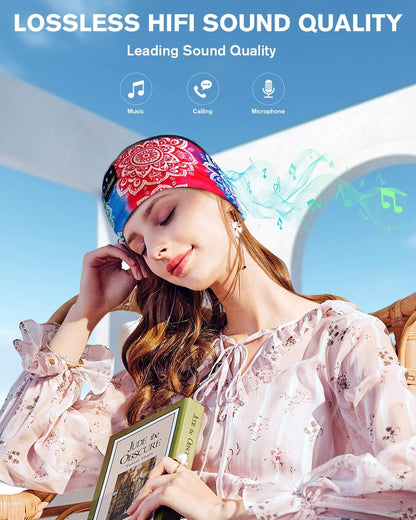 LC-dolida Sleep Mask with Bluetooth Headphones, Painting Sleep Headphones Bluetooth Headband for Sleeping Sports Sleep Mask for Side Sleeper, Best Gift and Travel Essentials