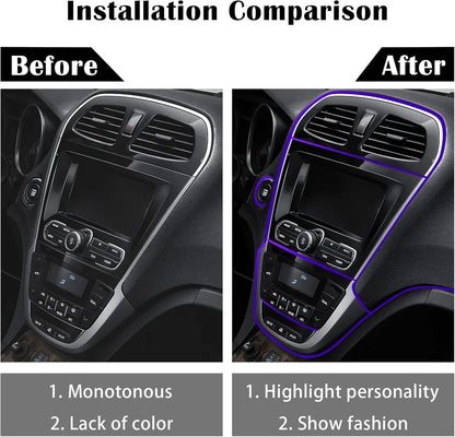 Car Interior Trim Strips, Universal 33ft(10m) Car Electroplating Decoration Styling Door Dashboard, Flexible Interior Trim Accessories with Installing Tool (Purple)