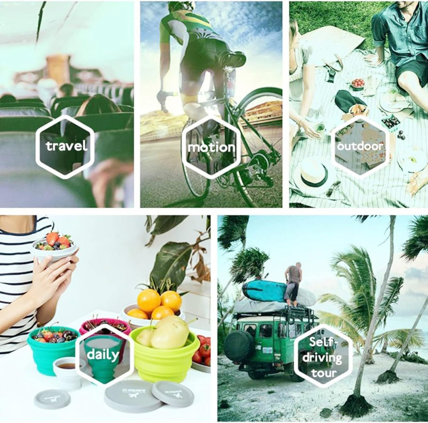 YSHIGUING 3 Pcs Collapsible Washing Up Bowl, Portable Camping Bowl with Lid Food Storage Outdoor Tableware Folding Lunch Box Portable Salad Bowl for Outdoor Travel Camping Hiking Caravan