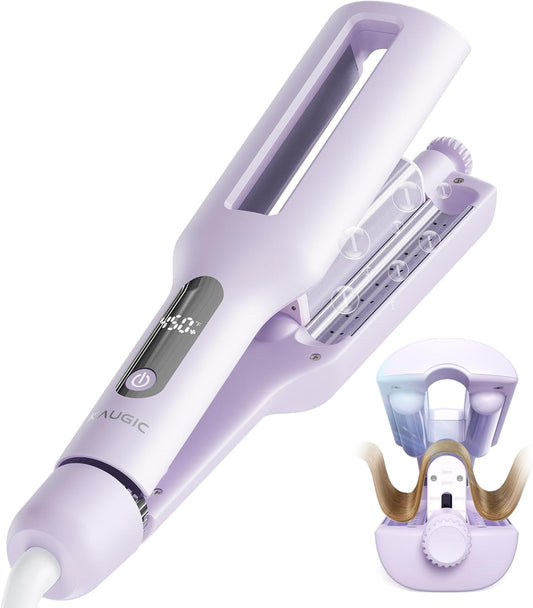 Upgraded 4 in 1 Curling Iron Hair Crimper Waver - KAUGIC Flexwave Curling Wand with ColdCrafted CurlLock Tech, Ionic Deep Waver Hair Curler Tool, Anti-Scald, Easy to Use