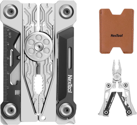 NexTool Credit Card Sized Multitool, Silver Blade Multi Tool, 20 in 1 with Pliers, Knife, Bottle Opener, Hexagon Spanner, Compact, Lightweight EDC Tools fit into Wallet,Gifts for Men and Women