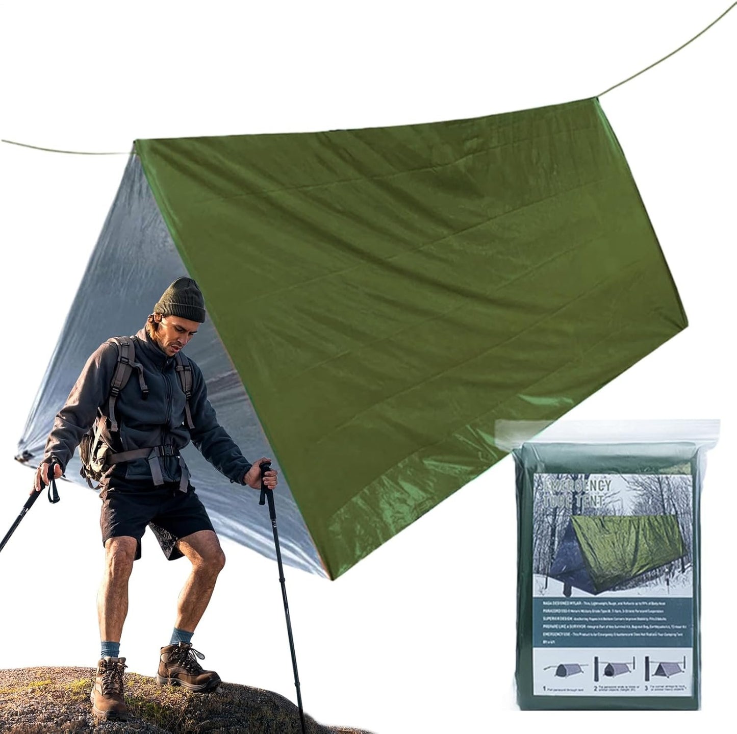 Tent Shelter,Survival Shelter Tube Tent | Lightweight Windproof Waterproof Lifesaving Gear, Tarp Sleeping Bag Thermal Sack Blanket for Hiking