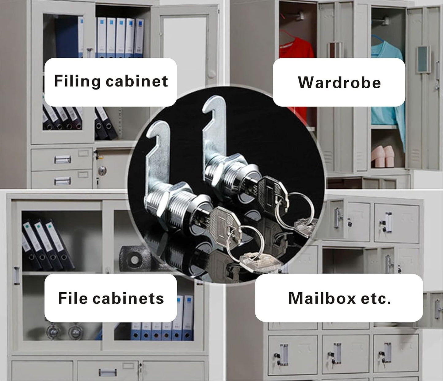KUYEFGF Us General Cabinet Toolbox Cam Lock 16mm Replacement 2 Pack,5/8''Cylinder Lock,Mailbox Key Lock,Key Lock for Drawer Dresser RV Bins Security Box,Keyed Different