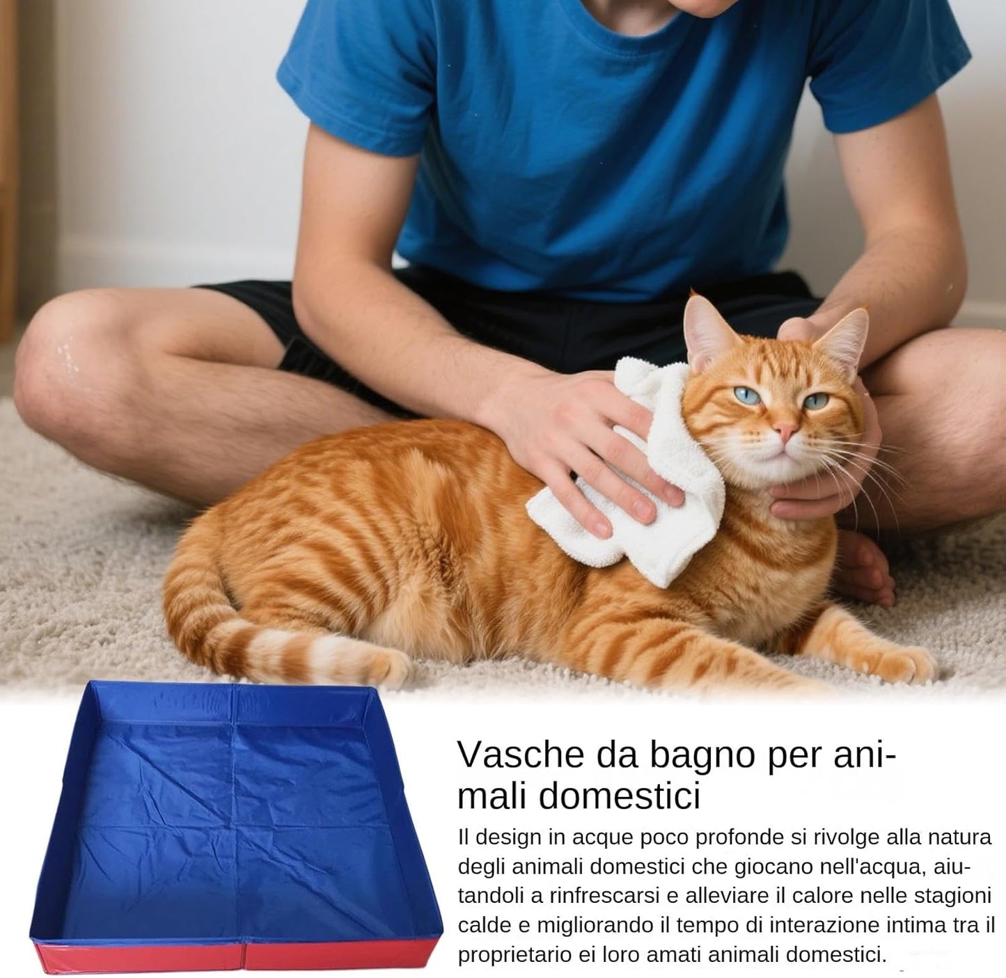 Pet Swimming Pool, Foldable Dog Bath Tub, Square Shaped PVC Pets Tub, Long Tail Keyword, Non-Inflatable Portable Bathing Solution for Cats Puppies and Small Animals Indoor Outdoor