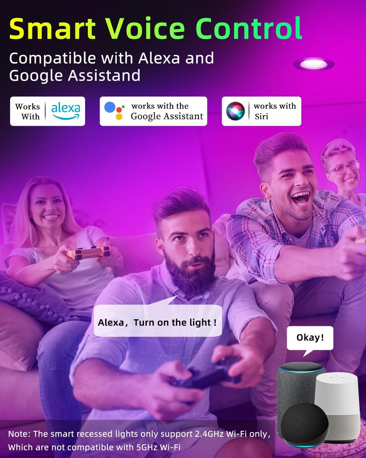 Gefolly Smart Recessed Lighting 4 Inch, Led Can Lights for Ceiling Color Changing Wi-Fi Bluetooth Connect,Dimmable Retrofit Led Recessed Lighting Compatible with Alexa & Google Assistant,1000 LM,4Pack