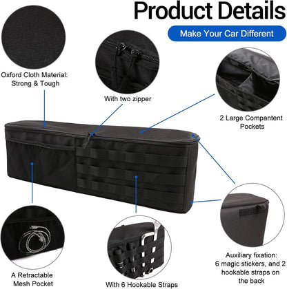 Car Trunk Organizer Compatible with Toyota FJ Cruiser 2007-2021, Rear Left Storage Organizer Multi-Compartment Oxford Cloth Car Storage Bag Space Saving, 1PCS, Black