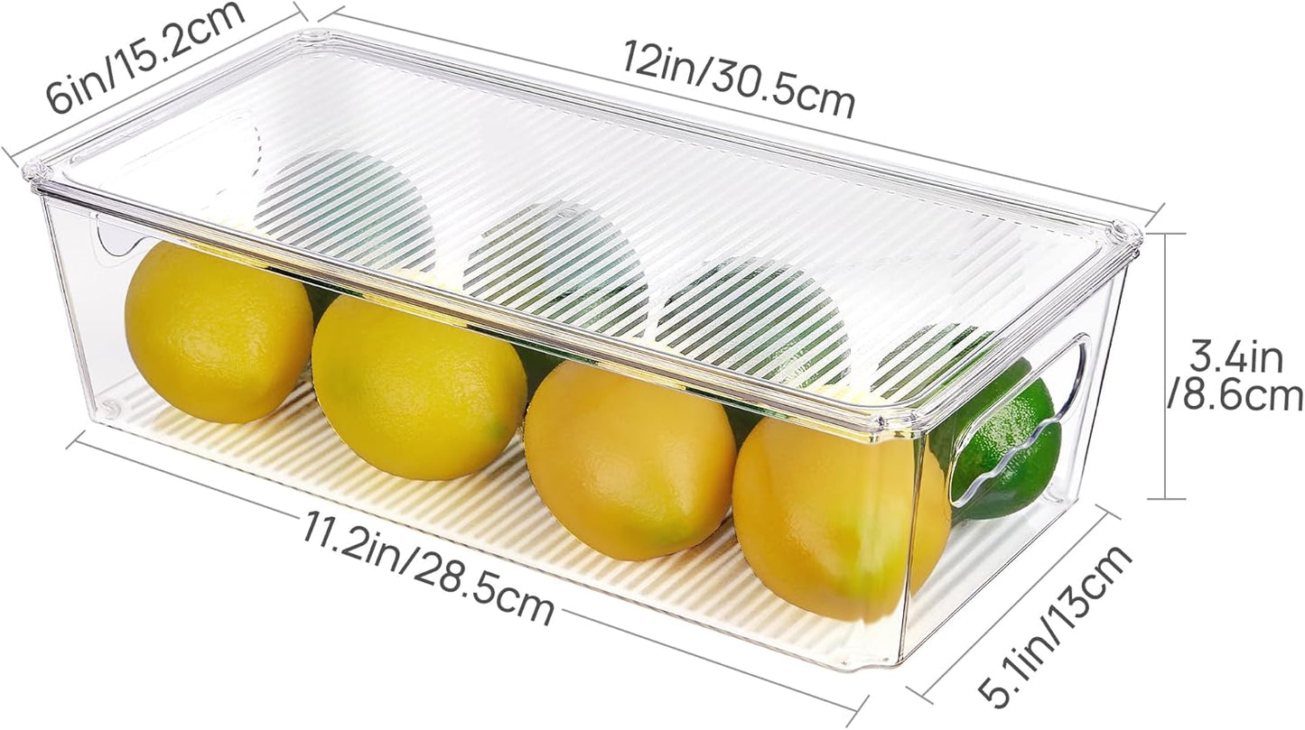 Vtopmart 8pcs Clear Organizers and Storage Bins with Lids, Stackable Plastic Storage Containers with Handles for Fridge, Freezer, Pantry, Cabinet, Kitchen Organization and Storage