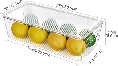 Vtopmart 8pcs Clear Organizers and Storage Bins with Lids, Stackable Plastic Storage Containers with Handles for Fridge, Freezer, Pantry, Cabinet, Kitchen Organization and Storage