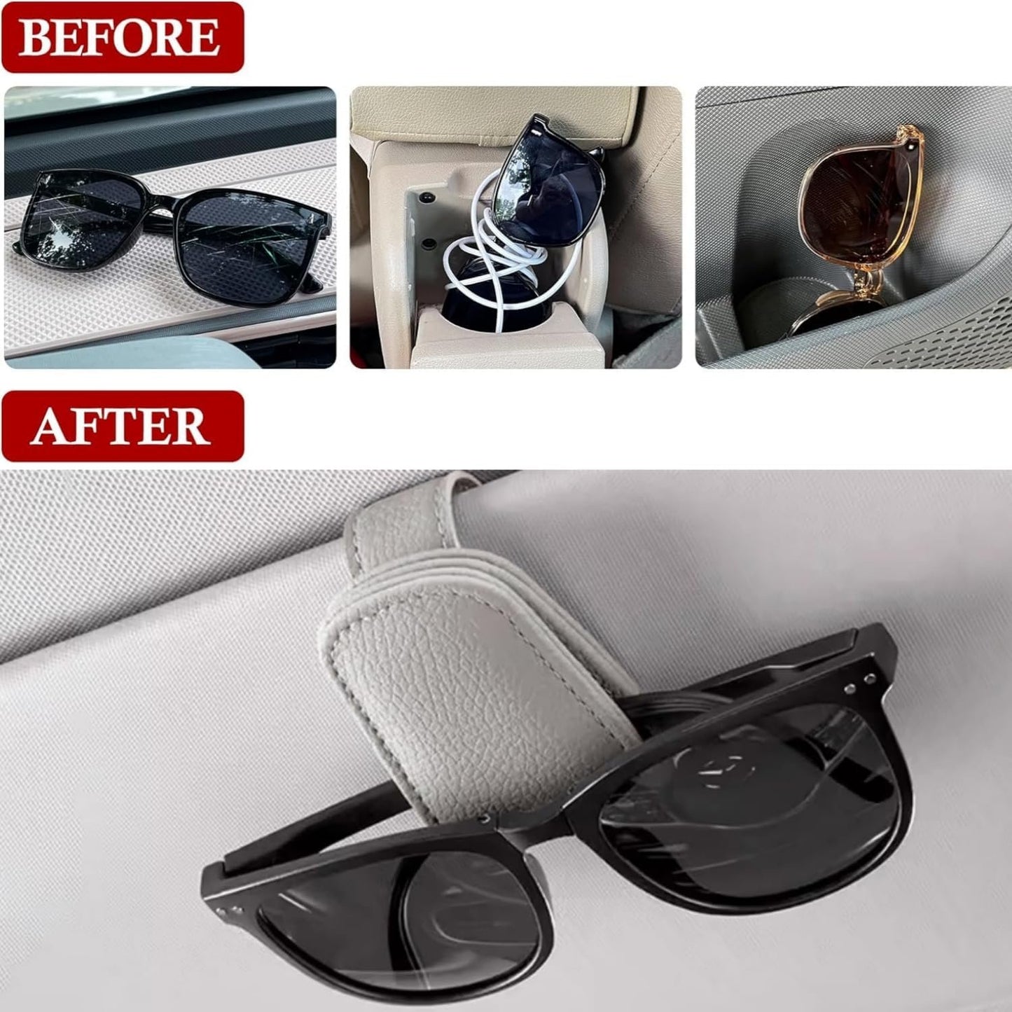 4pack Car Sunglasses Holder, Sunglass Holder for Car Sun Visor Car Accessoriesï¼ŒAuto Interior Accessories Universal for Different Size Eyeglasses