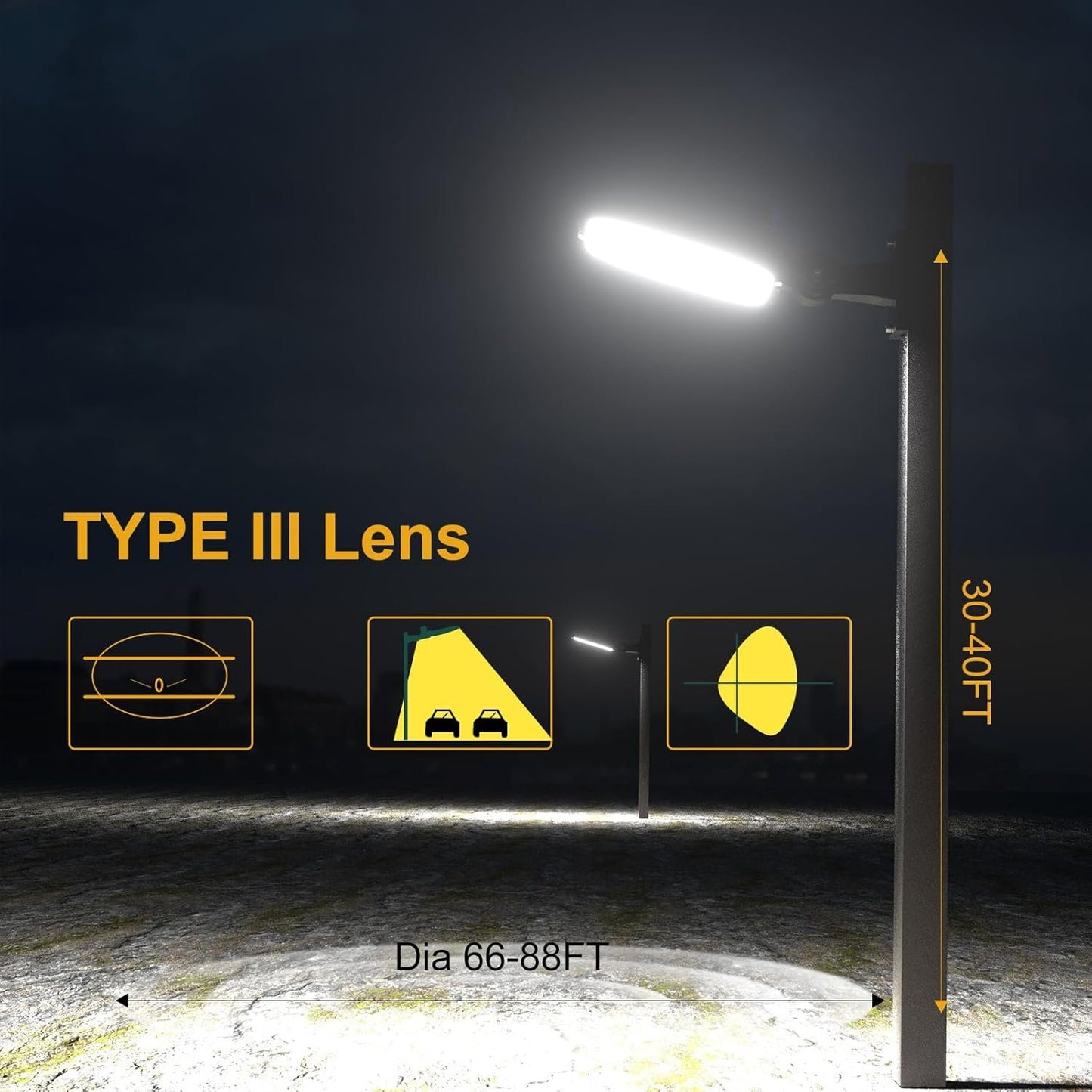 4Pack 240W LED Parking Lot Light 36000lm(150LM/W) Arm Mount LED Pole Light IP65 Waterproof 5000K ETL Listed Commercial Area Lighting with Smart Photocell 6KV SPD-7 Yrs Warranty