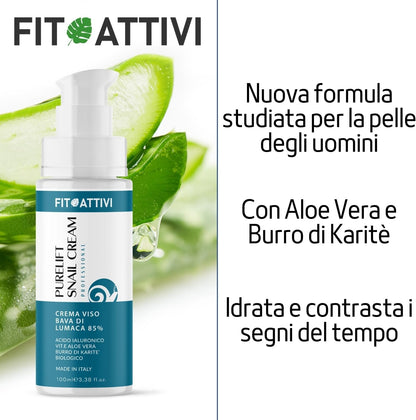 100 ml | Hyaluronic Acid and Vitamin C Face Serum with Snail Slime, Anti-Wrinkle and Anti-Stain Serum, Natural Oily Skin Face Serum and Made in Italy - Phytoactive