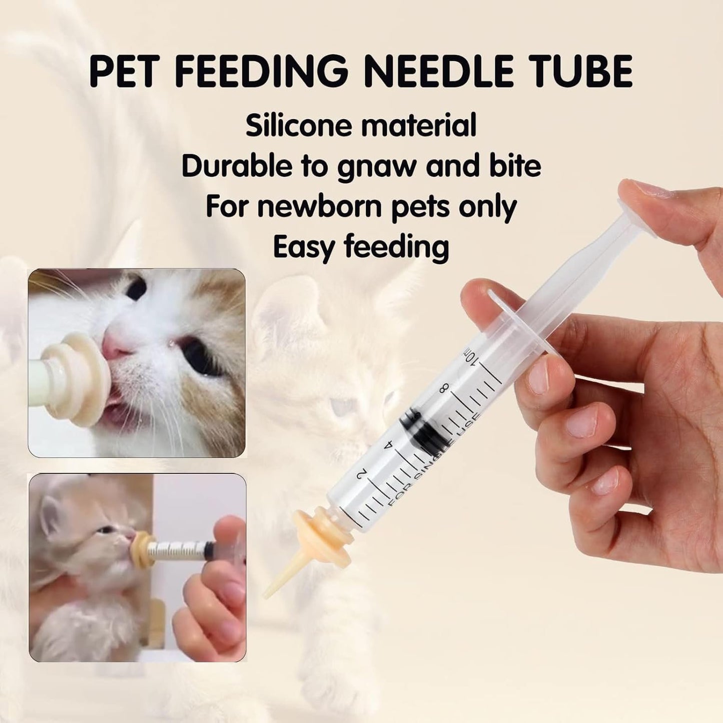zhenzhenhao 10PCS Pet Feeding Nipple-Contains 2 Syringes, Silicone Material Kitten Nipples for Nursing, Reusable Pet Nursing Syringes,Alternative Mini Nipple Feeding Kit Suitable for Puppies, Kittens