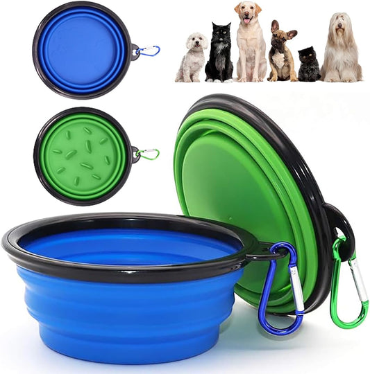 ARTECARE Portable Pet Travel Dog Bowls, 2 Pack Convenient Collapsible Dog Bowls, Small Pet Slow Feeder Design for Dogs Cats Feeding Watering with 2 carabiners