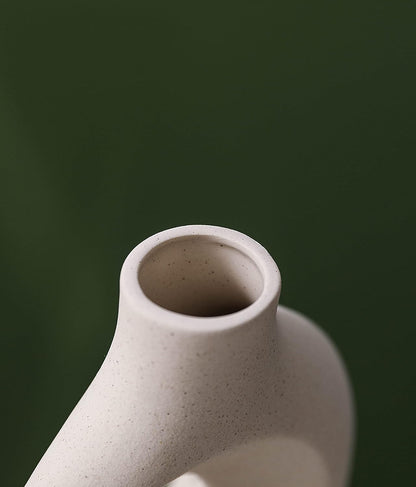 Ceramic Vase Set - 2 Flower Donut Modern Vases for Home Décor, Creative White Vases Minimalism Style Decor Vase Table Vase for Living Room Entryway Bookshelf Mantel Centerpieces Shelf