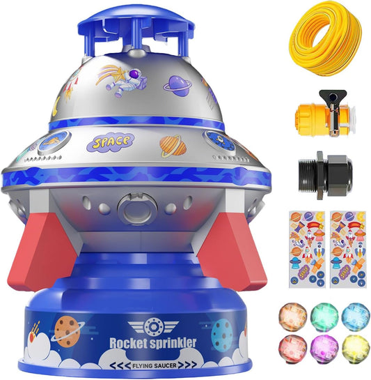 Water Sprayer Toy, Rotating Luminous Sprinkler, Interactive Water Play, Reusable Squirting Feature, Backyard Beach Pool Fun, Summer Play Equipment 7.09x7.09x9.45