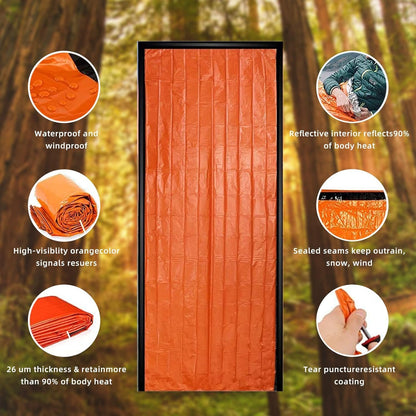 Emergency Sleeping Bag, Survival Sleeping Bag, Survival Bivvy Bag,Waterproof Emergency Blanket, Warm Tube Tent, Ultralight, Heat-Repellent, Cold Protection, Rescue Tent for Outdoor Use (1PC)