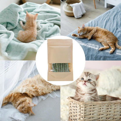 Cat Grass Chew Stick - Catnip Chew Stick, Organic Cat Tooth Cleaning Toy, Natural Cat Oral Care | Remover, Breath Freshener, Stress Reducing Chews for Hairball Removal