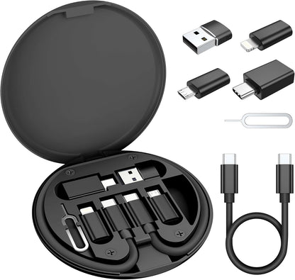 Elebase USB Charging Adapter Kit Box,USB to USBC Adapter Set,Type C to USB 3.0 OTG iOS Micro Multi Portable Converter Case with 1Ft 100W Charger Cable for iPhone 16 15 Max Pro,Samsung Galaxy S25 Plus