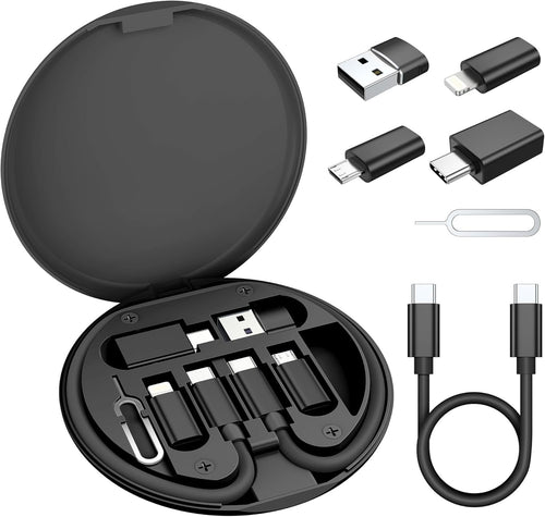 Elebase USB Charging Adapter Kit Box,USB to USBC Adapter Set,Type C to USB 3.0 OTG iOS Micro Multi Portable Converter Case with 1Ft 100W Charger Cable for iPhone 16 15 Max Pro,Samsung Galaxy S25 Plus