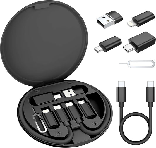 Elebase USB Charging Adapter Kit Box,USB to USBC Adapter Set,Type C to USB 3.0 OTG iOS Micro Multi Portable Converter Case with 1Ft 100W Charger Cable for iPhone 16 15 Max Pro,Samsung Galaxy S25 Plus
