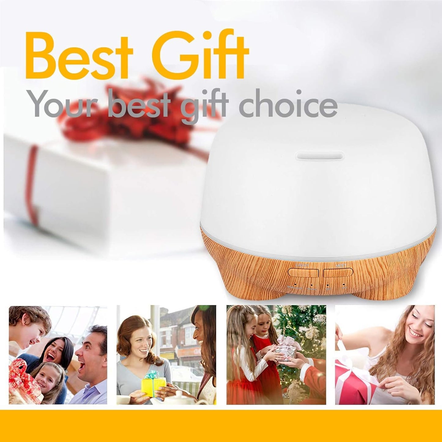 SK DEPOT Essential Oil Diffuser 500ml Ultrasound Aromatherapy Diffusers Remote Control Air Quiet Diffuser Aroma Diffusers Humidifier 7 Colors of Lights and for Bedroom Yoga Spa (Dark + White)