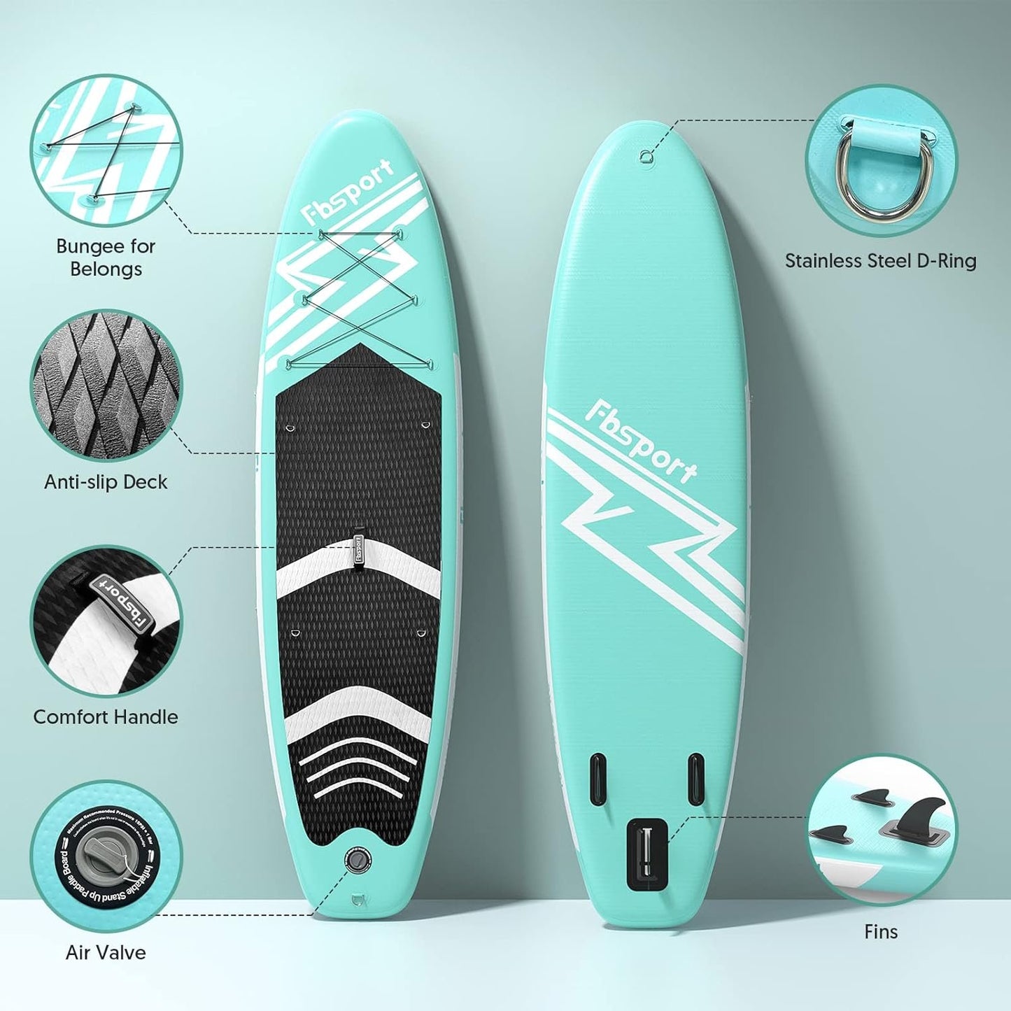 Premium Inflatable Stand Up Paddle Board Inflatable(6 inches Thick) with Durable SUP Accessories & Carry Bag | Wide Stance, Surf Control, Non-Slip Deck, Leash, Paddle and Pump for Youth & Adult