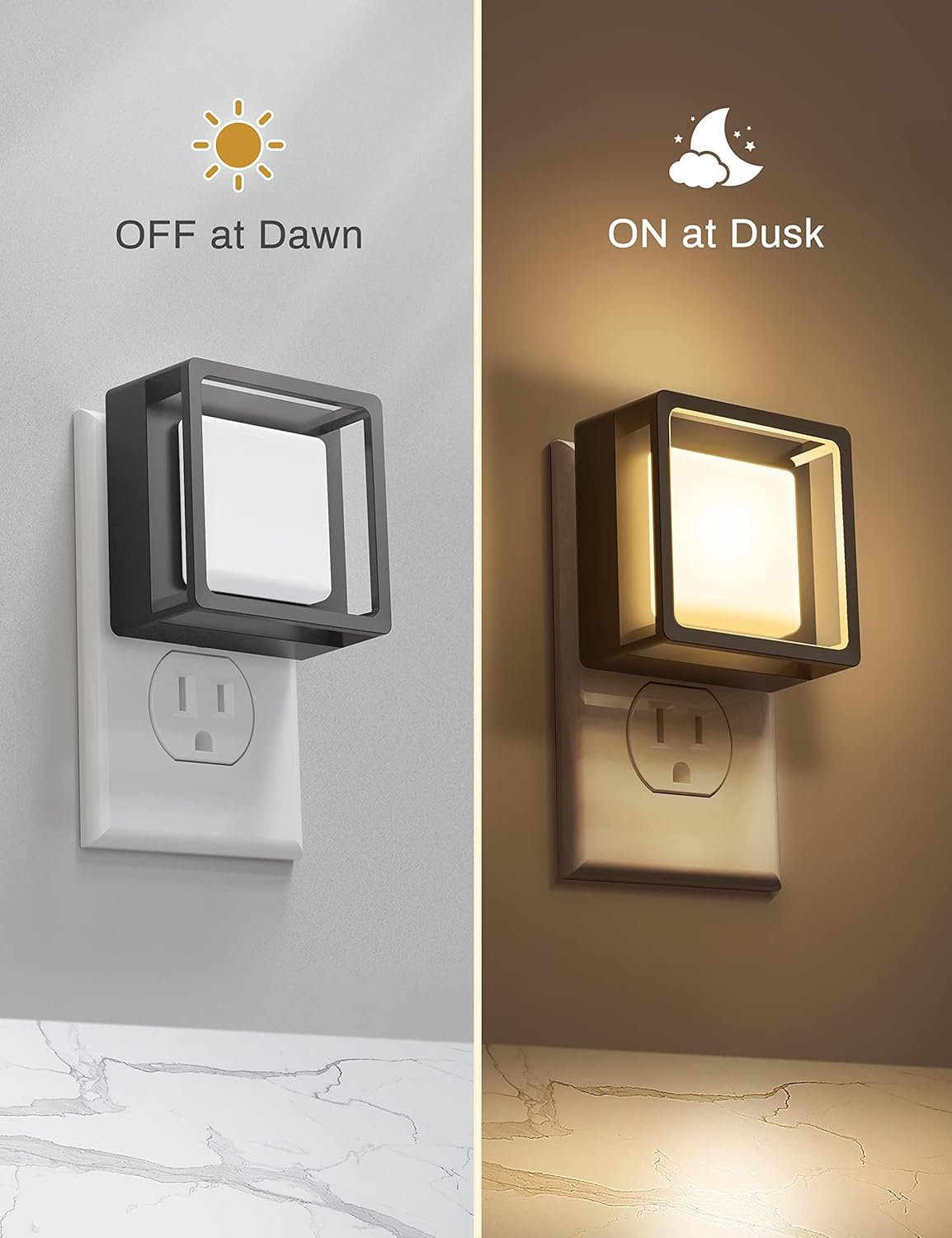Night Light, DORESshop Night Lights Plug Into Wall [2 Pack] with Dusk-to-Dawn Sensor, LED Night Lights, Adjustable Brightness Veilleuse Enfant for Bathroom, Hallway, Bedroom,Stairway, Soft White