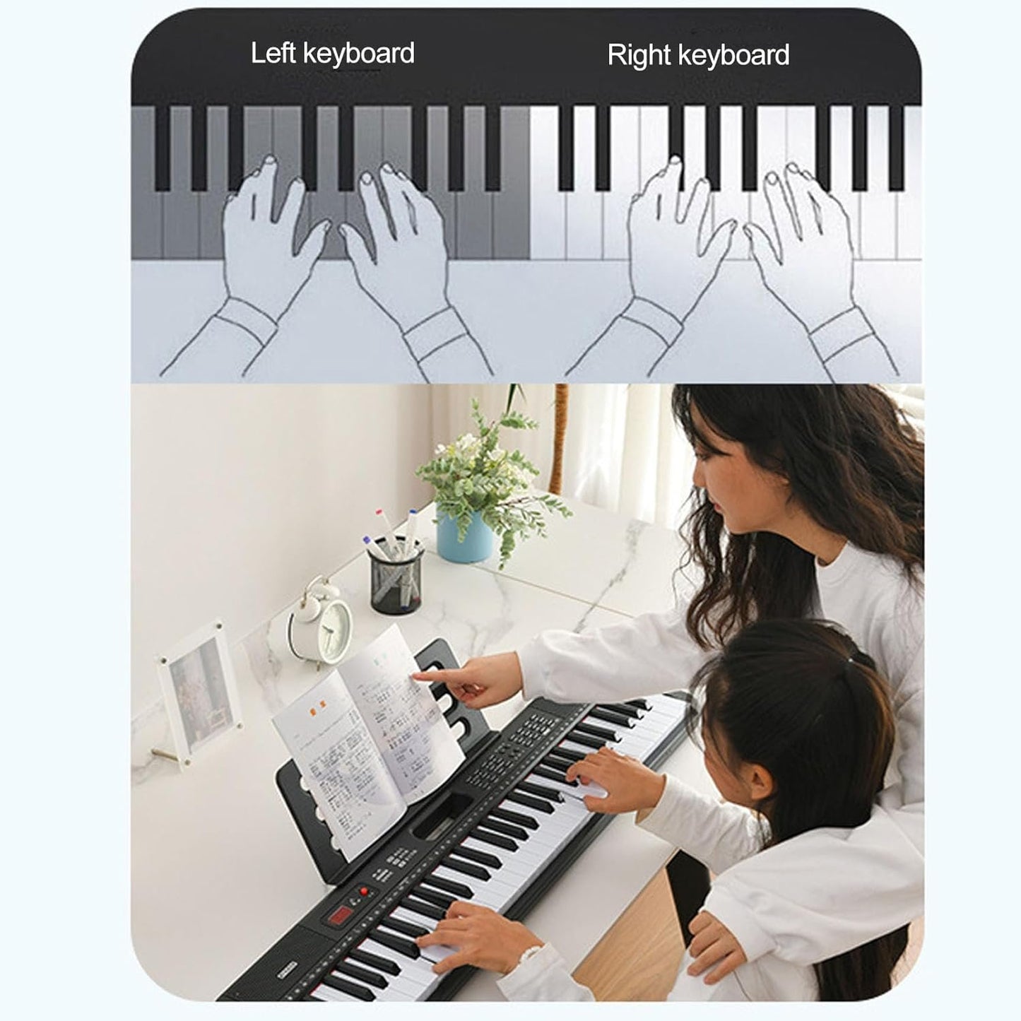 61 Keys Piano Keyboard, Electronic Digital Piano with Built-in Speaker, Microphone Stand, for Beginners, Kids and Adults