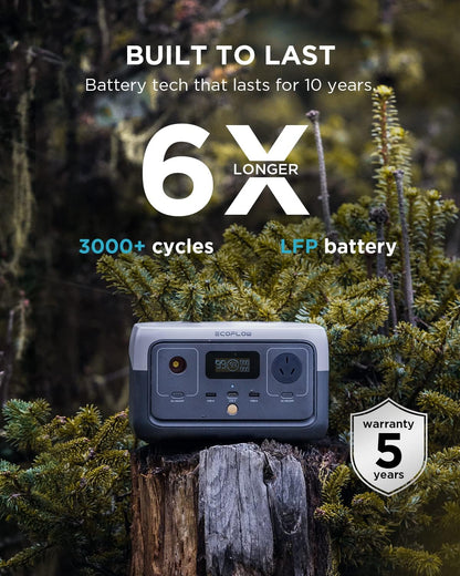EF ECOFLOW RIVER 2 Portable Power Station 256Wh LiFeP04 Battery/ 1 Hour Fast Charging, Up To 600W Output, Solar Generator (Panel Not Inc.) for Outdoor Camping/RVs/Home Use