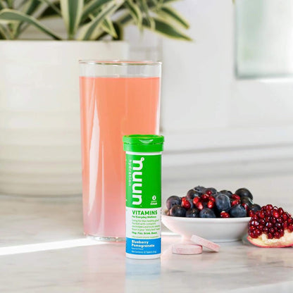 Nuun Hydration: Vitamin + Electrolyte Drink Tablets, Blueberry Pomegranate, Box of 8 Tubes (96 servings), Enhanced for Energy and Daily Health