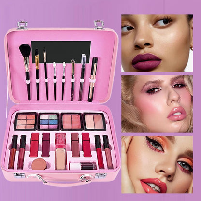 Teens Makeup Kit, Large Capacity Cosmetic Set with Reusable Case, Long Lasting Dress Up Accessories with Eyeshadow, Waterproof Makeup Palettes for Beginner, Multicolour